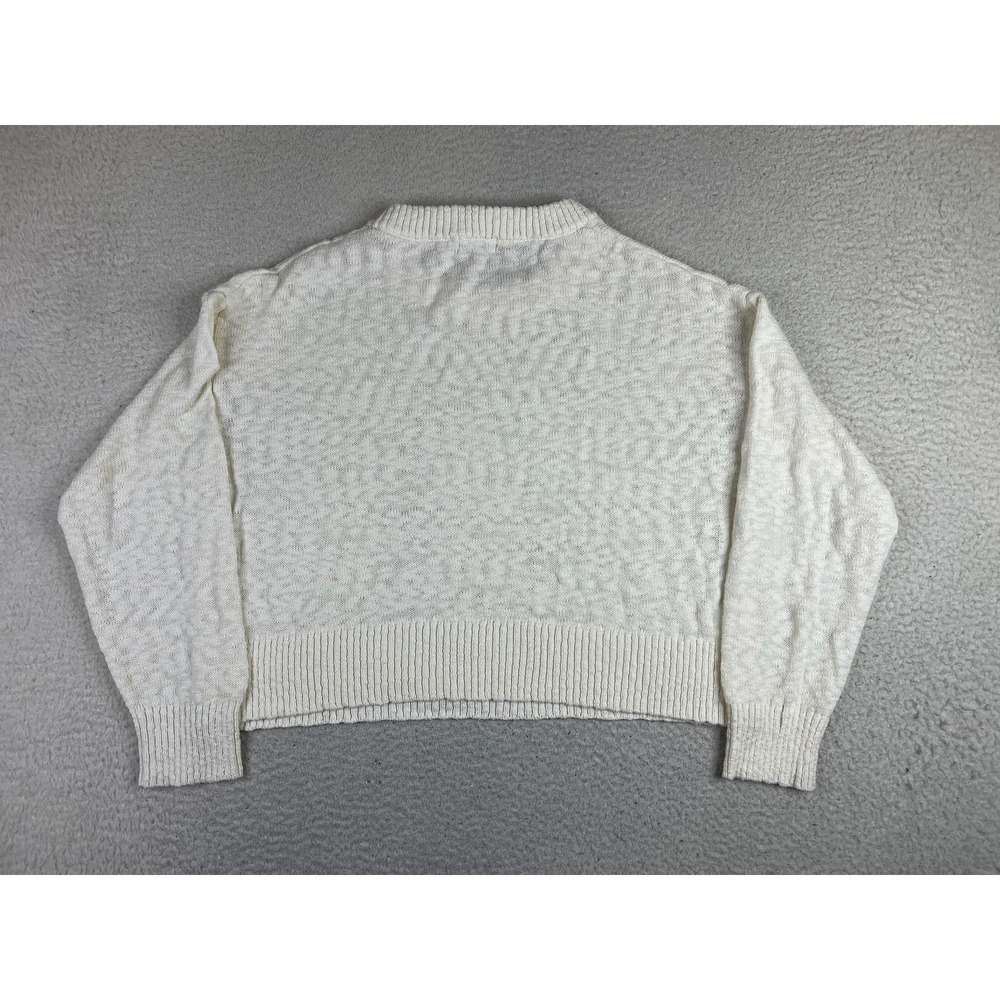 Marine Layer Sweater Womens Medium White Seabreeze Cotton Crewneck Pullover - Picture 2 of 8